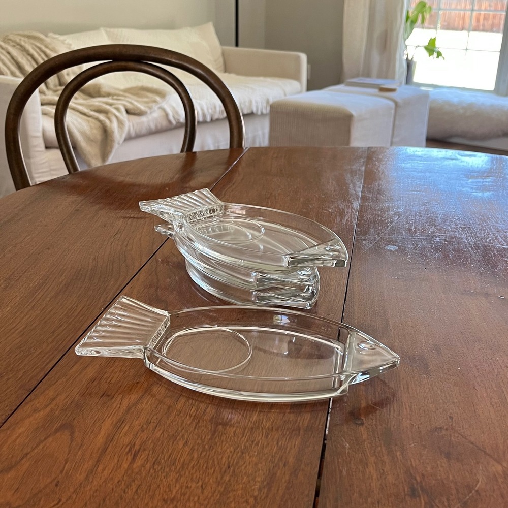 Vintage Fish Shaped Glass Snack Plates